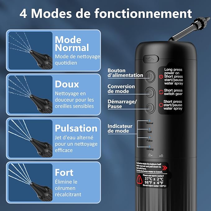 Nettoyeur Électrique Étanche 4 Modes - Anti-Cérumen